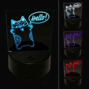 Corgi Dog Hello Doodle 3D Illusion LED Night Light Sign Nightstand Desk Lamp - Picture 1 of 6