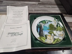 Placa Coleccionista Southern Magnolia Flores Silvestres del Sur Ralph Mark Certificado de Autenticidad 11a - Imagen 1 de 2