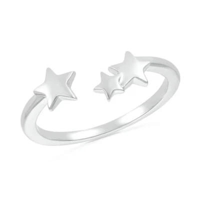 Dainty Star Cluster Open Band Minimalist Ring In Real 950 Platinum For Women's - Image 1 of 4
