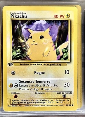 CARTE POKÉMON PIKACHU 58/102 1999 SET DE BASE ÉDITION 1 CRAQUANT NEUF - Photo 1/2