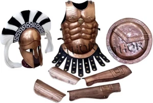 Armor Corinthian Helmet W&B Plume +Muscle Jacket+ Shield + Leg+ Arm Guard - Picture 1 of 10