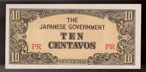 1942 Gobierno Japonés Diez (10) Centavos Segunda Guerra Mundial Filipinas Ocupación UNC - Imagen 1 de 2