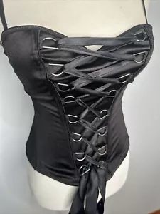 Spirit Halloween Damen Satin Schnürkorsett Oberteil schwarz Bügel gepolstert S - Bild 1 von 11