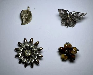 Vier Vintage Kostüm Schmuckstücke Schmetterling Pinsel Pin - Bild 1 von 9