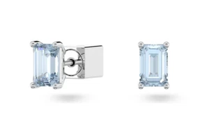 Swarovski - Stilla stud earrings - Octagon cut, Blue, Rhodium plated - Picture 1 of 1