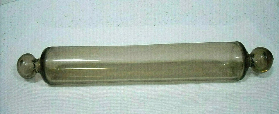 Early (1870 - 1895) Blown Glass Victorian Rolling Pin - Smokey Light Honey Amber - Image 1 of 1