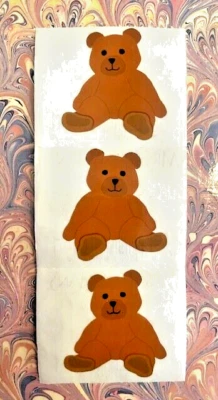 NUEVO DE COLECCIÓN.  Pegatinas Mrs. Grossman’s OSO DE PELUCHE MARRÓN Tira de 3 Mods ~ RARO 2006 Foto 1 de 2