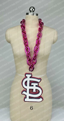 New MLB ST LOUIS CARDINALS HOT PINK Jumbo Big Fan Chain Necklace Foam MI USA - Image 1 of 3