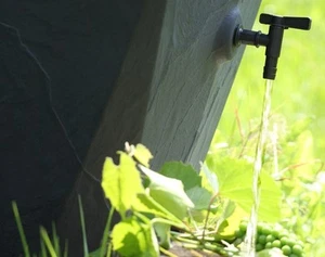 Wasserhahn 3/4" Ablassventil schwarz Auslaufhahn für Regentonne Regenfass Tank - Bild 1 von 1