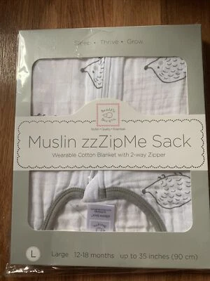 Saco de dormir SwaddleDesigns de muselina de algodón, erizo negro con ribete gris Foto 1 de 2