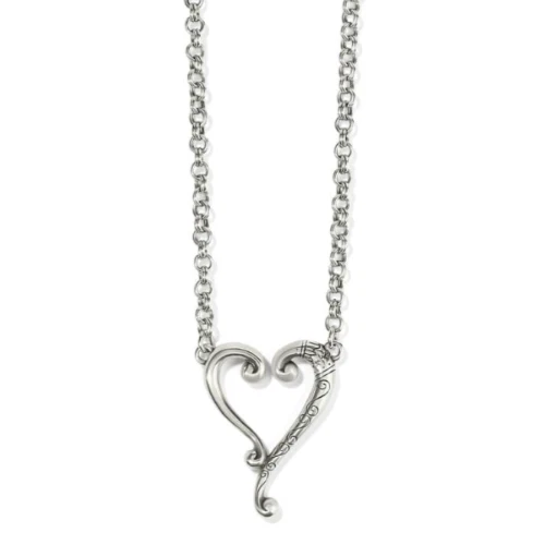 Brighton ADORE ME HEART Silver Pendant Necklace With Bag