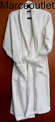 Linum 100% 土耳其棉个性化 L 码特里浴袍小号/中号白色 — 第 1/4 张图片