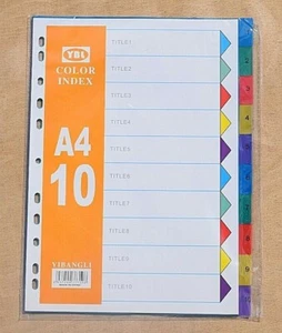 10 Plastic File Dividers Folder Document Index Colour A4 1-10 Tabbed UK Seller - Picture 1 of 1