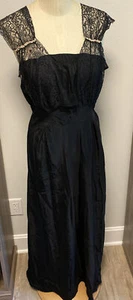 Vintage Sears Charmode Night Long Gown Negligée Black Lace S 34 I'M GORGEOUS! - Picture 1 of 11