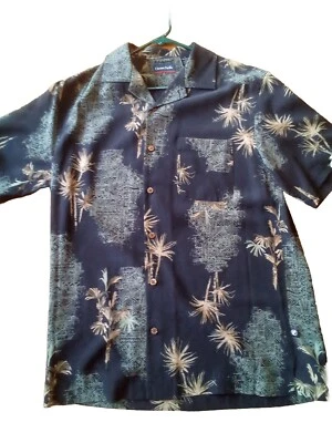 Vintage Ocean Pacific Mens Hawaiian 100% Silk Shirt Size S Palm Trees Button - Image 1 of 4
