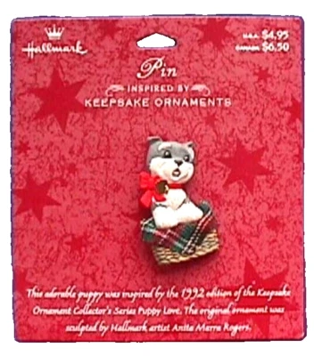 Hallmark PIN Navidad Vintage PERRO SCHNAUZER CACHORRO AMOR #2 de Adorno 1998 NUEVO Foto 1 de 4