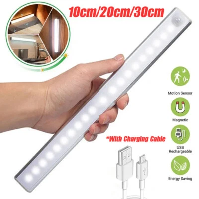 LED Motion Sensor Under Cabinet Closet Light USB Rechargeable Kitchen Lamp Strip - Image 1 of 4