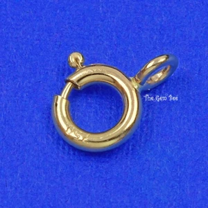 7MM Large 14k 18k Solid Yellow Gold Spring Ring Clasp With CLOSED Jump Ring (1) - Picture 1 of 7