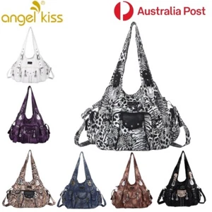 Angel Kiss Handbag Soft Leather Shoulder Hobo Large Capacity Travel Bag Y2K Tote - Picture 1 of 35
