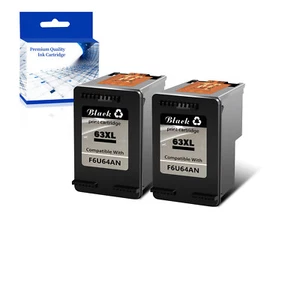 2x Black 63XL 63 XL Ink Cartridge For HP Deskjet 2130 3630 3632 Officejet 3830 - Zdjęcie 1 z 9
