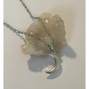 Sterling Silber Halbmond Mond Anhänger Halskette zarte Kette Himmlischer Schmuck - Bild 1 von 14