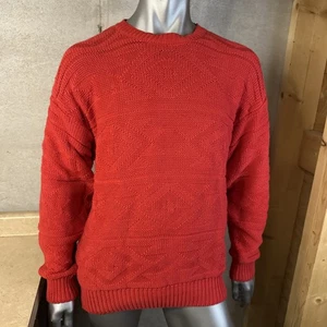 Vtg Gap Heavy Knit Pullover Sweater Men’s L Large Aztec Red - Picture 1 of 5