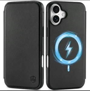 SHIELDON Case for iPhone 16 6.1" GENUINE LEATHER Black - Picture 1 of 14