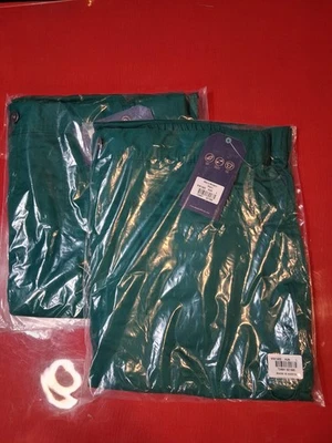 2 Pair Men L-Short Cherokee Workwear Scrubs Fly Front Modern Pants Hunter Green - Image 1 of 4