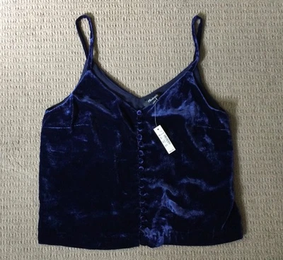 MADEWELL синий бархат свободного кроя cami ремень верхние пуговицы новый с Ярлыками! Женские 2 $85 - Изображение 1 из 4