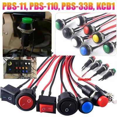 PBS-11A/B Latching/Momentary Push Button Switches Toggle Switch 10cm-11cm Wires - Image 1 of 4