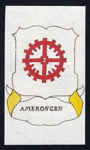 1800 Amerongen Wappen Adel coat of arms Heraldik Kupferstich engraving 141696 - Picture 1 of 1