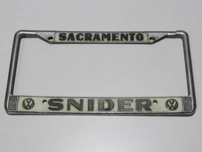 RARO Snider Volkswagon Sacramento CA Metal Placa Marco Etiqueta Soporte VW DE COLECCIÓN Foto 1 de 4