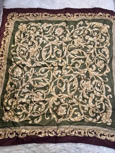 Vintage Echo Square Silk Scarf Acanthus Leaf Pattern  - Picture 1 of 6
