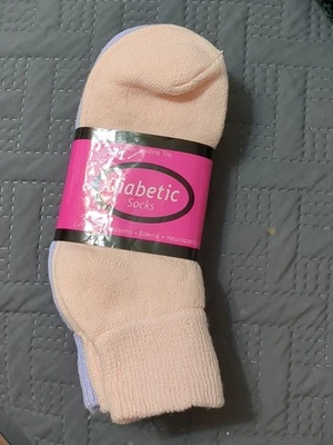 3 pr. Mujer Surtido Color Diabético Calcetines Tobillo 9-11 (Melocotón, Lavanda, Rosa) Foto 1 de 3