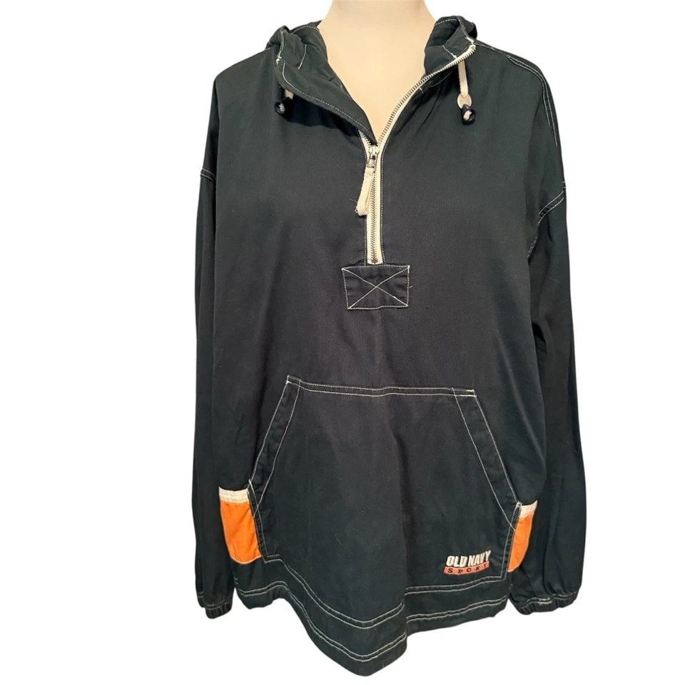 Chaqueta Pullover Deportiva Vintage Para Hombre Antigua Azul Marino Talla L Verde Ejército Naranja Años 90 Y2K Foto 1 de 4