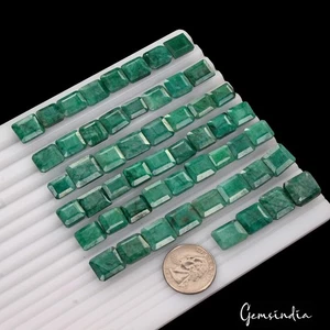 400 Cts Natural Green Zambian Emerald Octagon Faceted Loose Gemstone Lot 54 Pcs - Picture 1 of 6