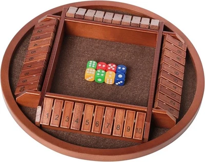 Shut The Box Dice Game,2-4 Player Family Wooden Board Table Math Games for Ad... - Image 1 of 4