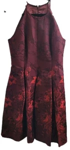 White House Black Market Halter Floral Jacquard Dress Burgundy Red Size 10 NWOT - Picture 1 of 9