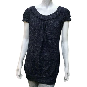 Theme Womens Knit Tunic Top Blue Short Sleeve Pullover M - Picture 1 of 8
