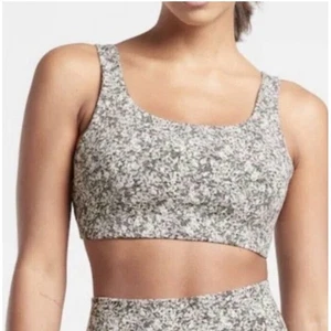 Athleta Exhale Moonflower Jacquard schwarz-weiß Sport BH A-C Small - Bild 1 von 4