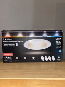 (4-Pk) Feit Electric Integrated LED Retrofit Recessed Light Trim Kit 5" 6" READ! - Picture 1 of 5
