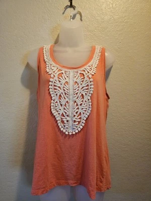 Merona 装饰背心衬衫珊瑚柔软女式 XL — 第 1/4 张图片