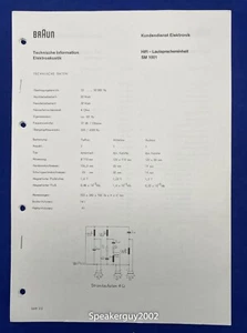 Original Braun SM 1001 1002 1003 1004 1004 1005 1006 2150 Technical Info Manual - Picture 1 of 1