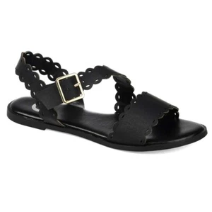 Journee Collection Womens 6 M Black Aubrinn Strappy Flat Sandals NIB HL6 - Picture 1 of 4