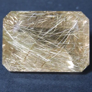 58.88Cts Finest Natural Earth-Mine Rutilated Quartz Emerald Cut Loose Gemstone - Picture 1 of 4