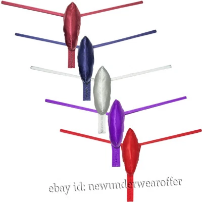 Men's Silk Satin Push Out G-string Thong Underwear Low-rise Pouch T-back Panties - Image 1 of 4