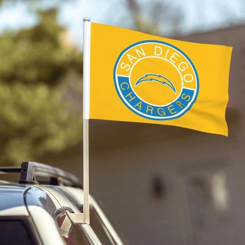 2PCS San Diego Chargers Fans Car Flags 2-Sided Print Window Flags Car Decor Cover
