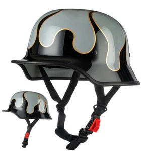 Adult Motorcycle Helmets Half German Skull Cap Scooter Chopper Biker Helmet - Picture 1 of 27