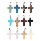 12pcs Natural Stone Cross Beads for DIY Jewelry Making