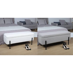 Storage Ottoman Boucle Teddy Fur Metal Legs Compact Bench Furniture Seat - Picture 1 of 19